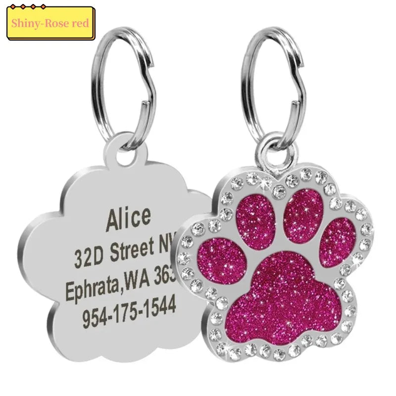 Personalized Paw Print Pet ID Tag – Custom Dog & Cat Collar Tag