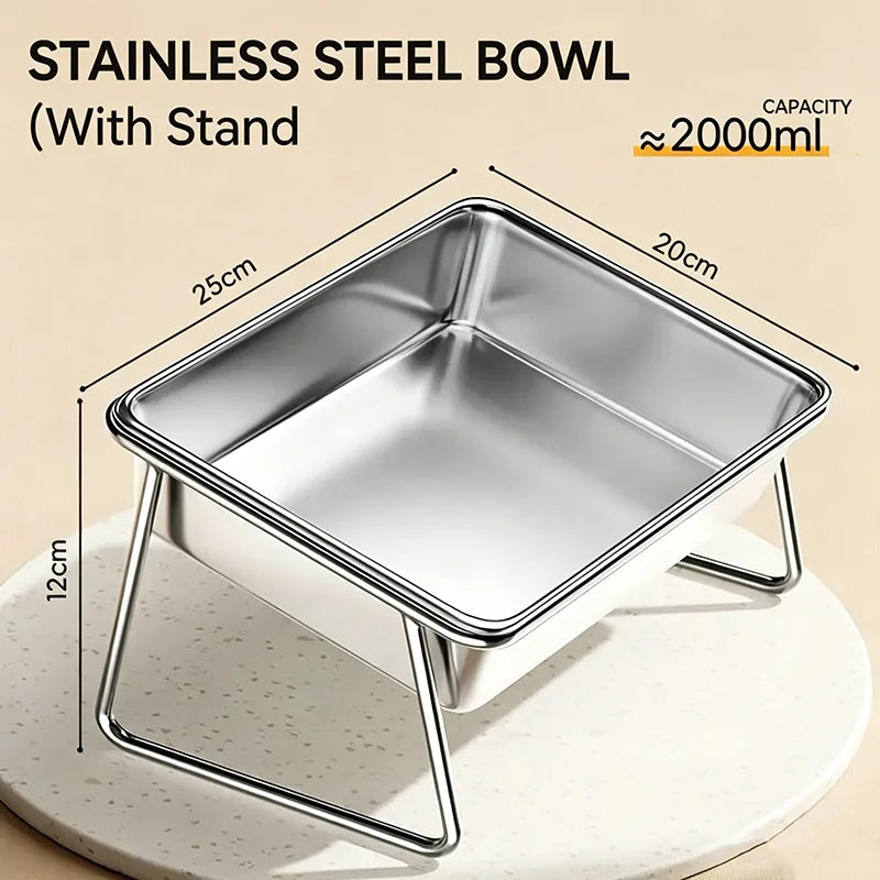Stainless Steel Double Pet Bowl with Raised Stand