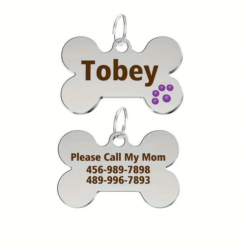 Custom Engraved Zinc Alloy Pet ID Tag Custom Pet Universal Tag Anti-Lost Design Custom Dog & Cat Name and Birthday Phone Number
