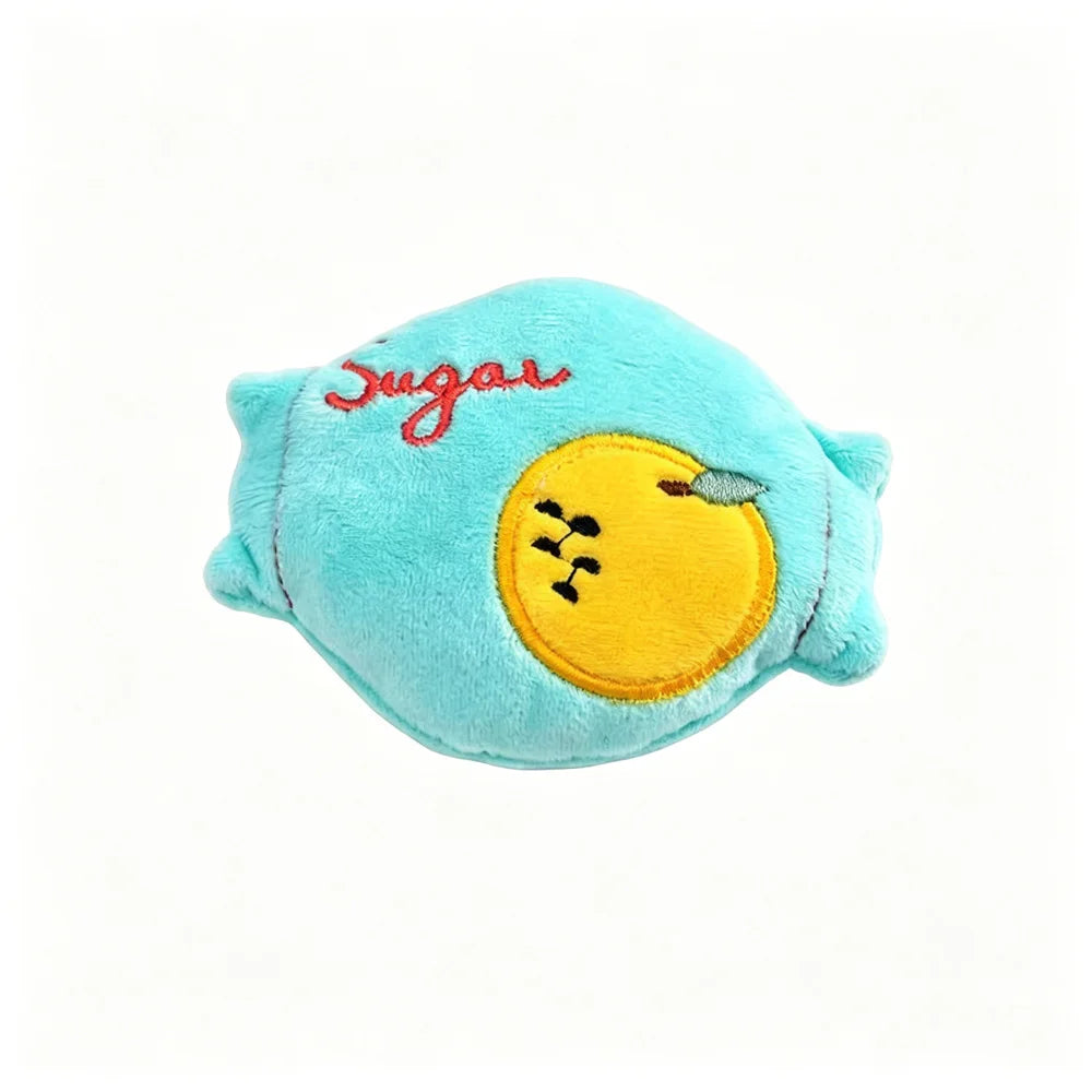 Cute Fruit Candy Plush Dog Toy with Squeaker Soft Washable Puppy Bite Toy Interactive Fetch Toy for Pets
