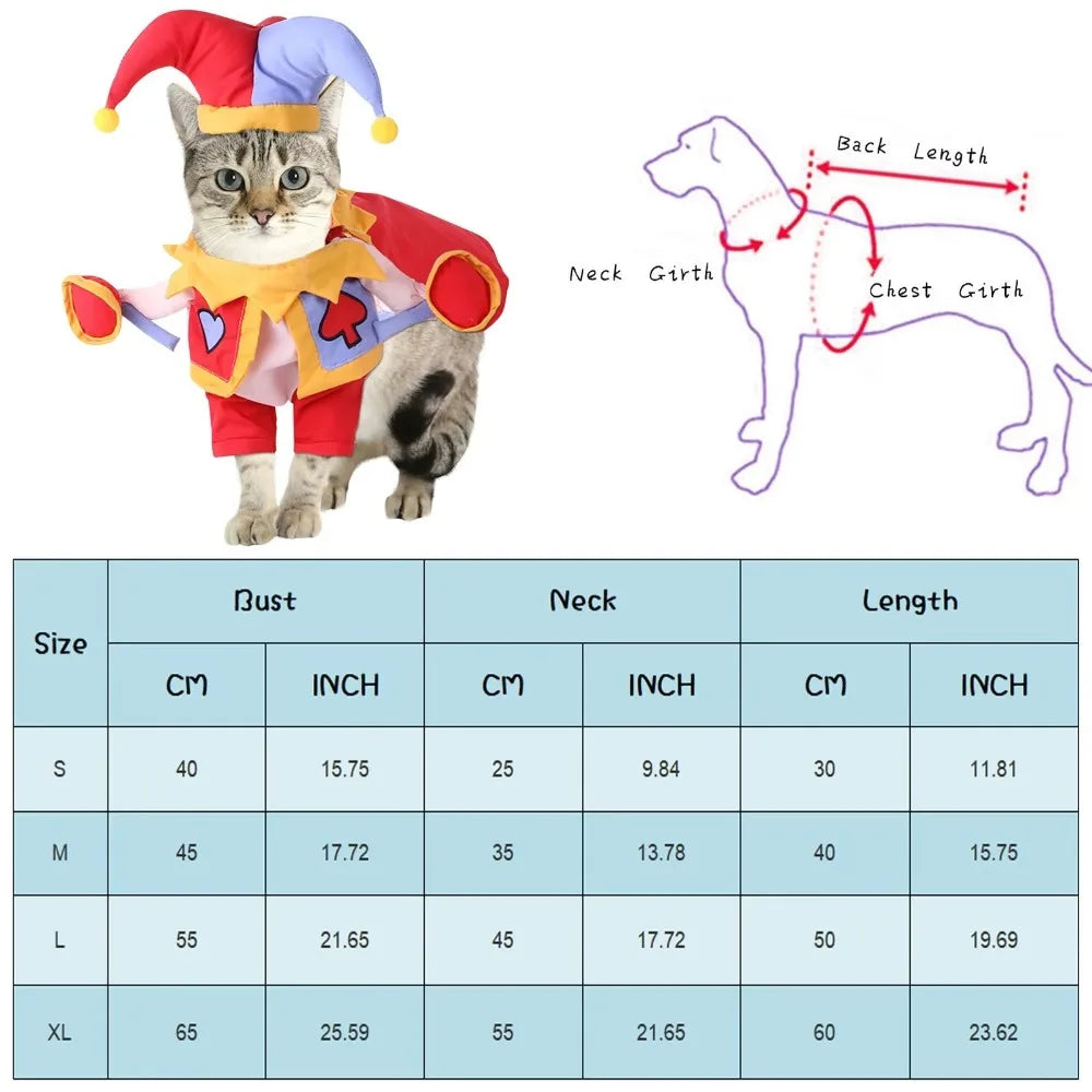 Joker Clown Costume for Dogs & Cats – Funny Halloween Pet Dress-Up Outfit