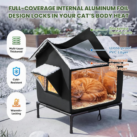 Elevated Pet House Bed – Weather-Resistant Cozy Shelter for Cats & Small Pets