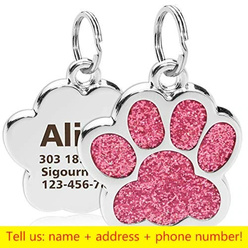 Personalized Paw Print Pet ID Tag – Custom Dog & Cat Collar Tag