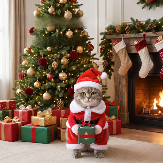 New Christmas Cat Hug Gift Box Clothing Small Dogs Fun and Funny Standing Clothes Pet Supplies