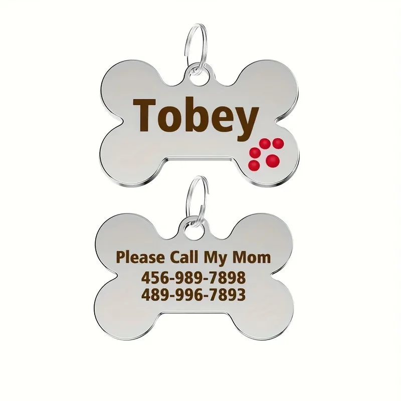 Custom Engraved Zinc Alloy Pet ID Tag Custom Pet Universal Tag Anti-Lost Design Custom Dog & Cat Name and Birthday Phone Number