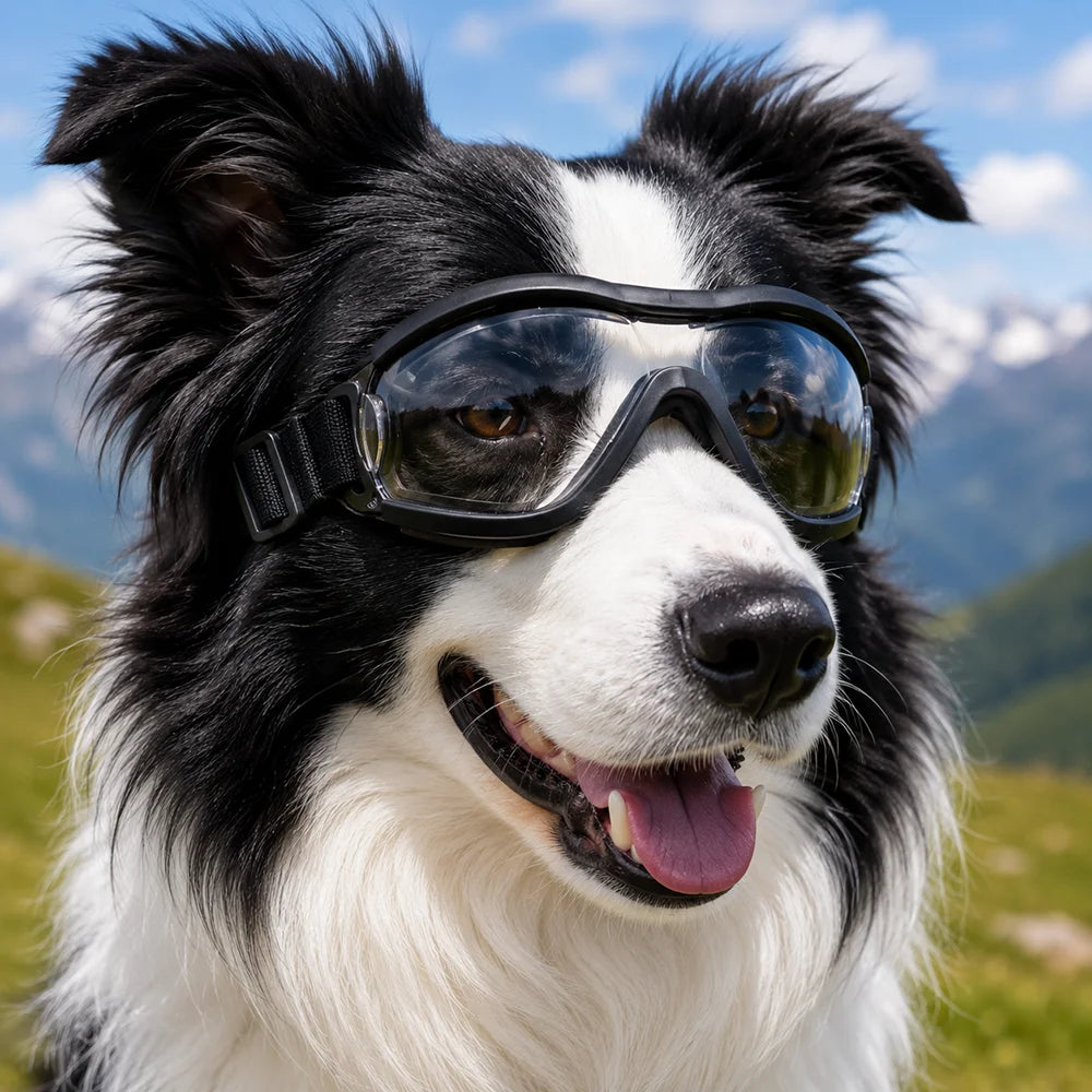 Adjustable Dog Sunglasses UV Protection Pet Goggles Soft Waterproof Puppy Glasses for Small Medium Dogs Outdoor Riding Driving