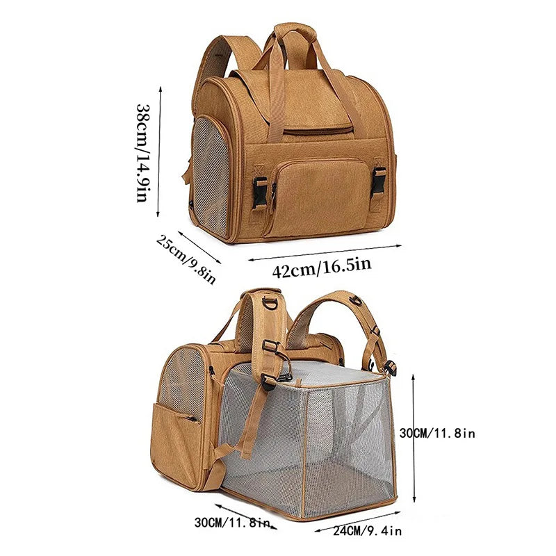 Portable cat bag, expandable large-capacity pet backpack, foldable small-medium-sized dog and cat travel bag Small/Medium Dogs