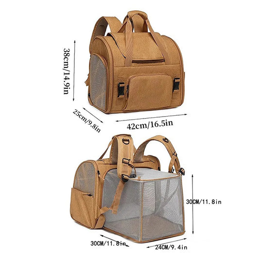 Portable cat bag, expandable large-capacity pet backpack, foldable small-medium-sized dog and cat travel bag Small/Medium Dogs