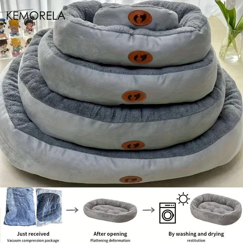 Cozy Oval Cat Bed with Plush Cushion