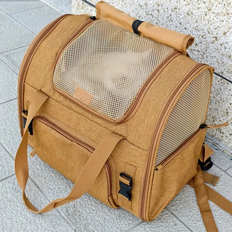Portable cat bag, expandable large-capacity pet backpack, foldable small-medium-sized dog and cat travel bag Small/Medium Dogs