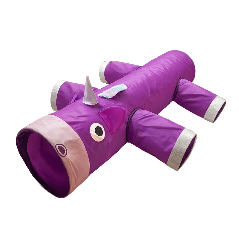 Christmas Gifts Cat Tunnel Toy, Large Collapsible Cat and Dog Tunnel Toys, 6 Entrances and Exits Design, Unique Unicorn Shape