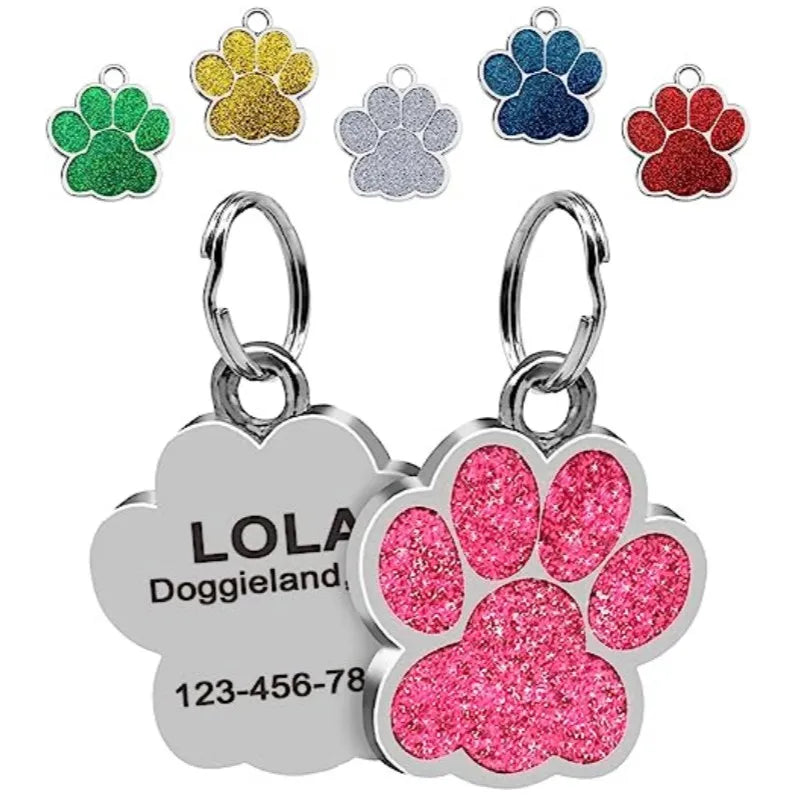 Personalized Paw Print Pet ID Tag – Custom Dog & Cat Collar Tag