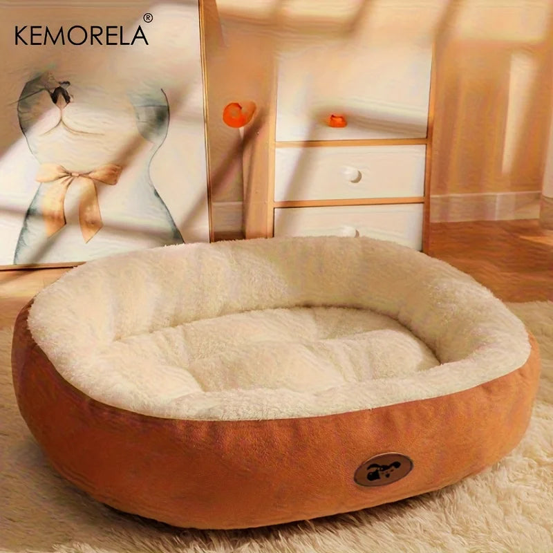 Cozy Oval Cat Bed with Plush Cushion