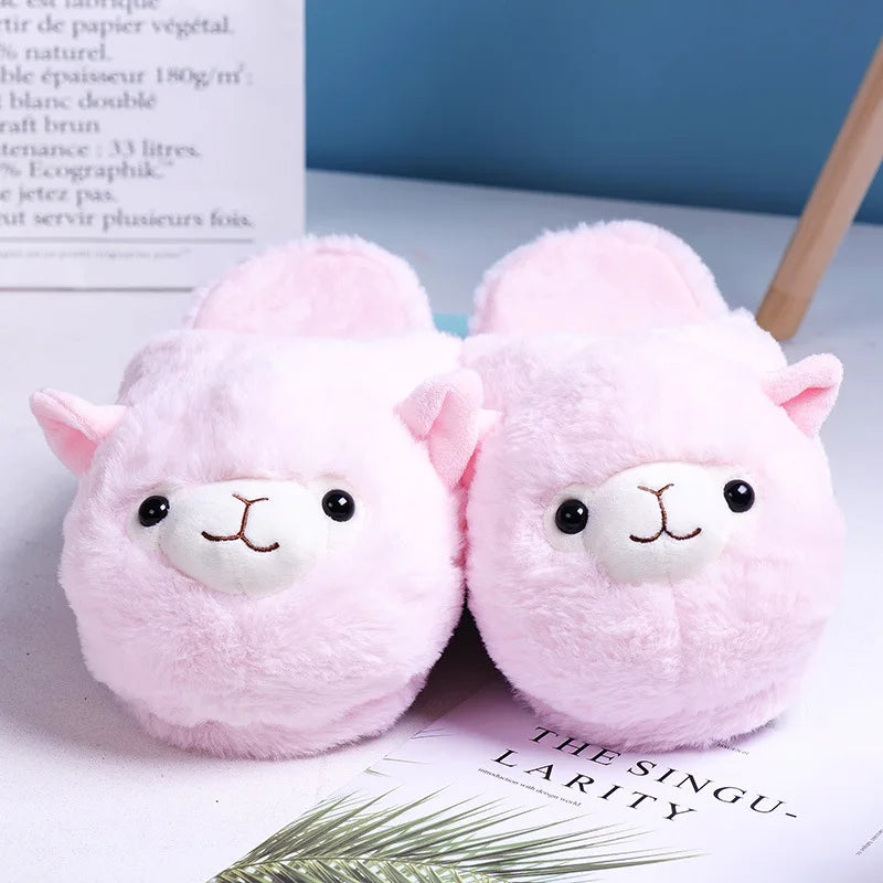 Cute Pink Pig Plush Slippers for Women – Cozy Fuzzy House Shoes