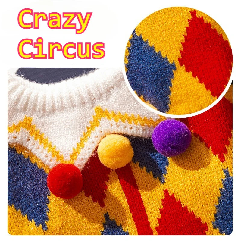 Funny Clown Dog Sweater – Halloween Costume & Cute Pet Dress-Up Outfit