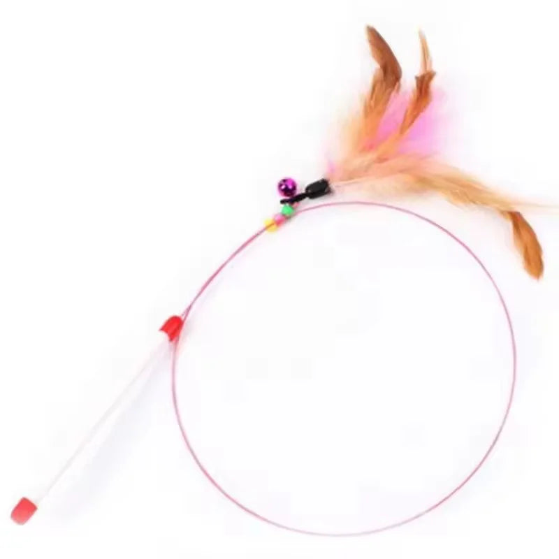 360-Degree Rotating Cat Teaser Toy with Dragon Totoro Design Steel Rod Fish Head with Bell for Cat Entertainment Cat Supplies