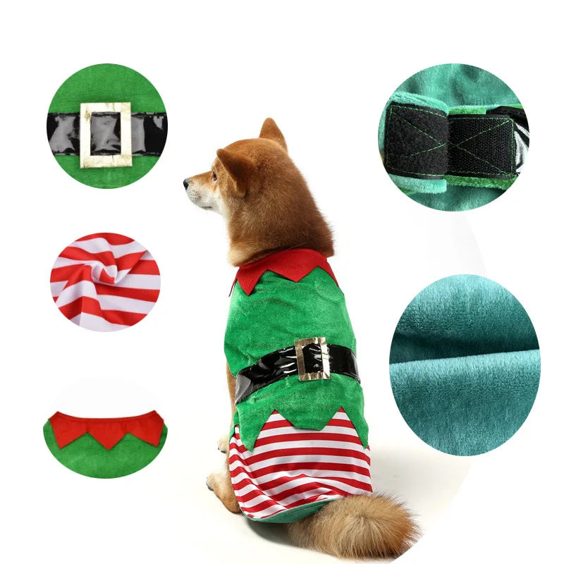 Christmas Elf Costume for Dogs & Cats – Cute Holiday Pet Dress-Up Outfit