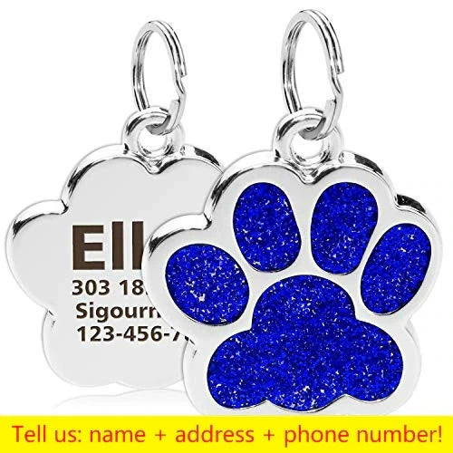 Personalized Paw Print Pet ID Tag – Custom Dog & Cat Collar Tag