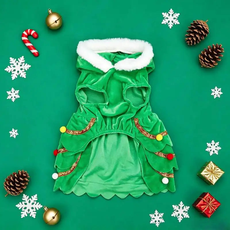 1 pet Christmas green hat Christmas tree dress suitable for cats, dogs, Christmas holiday gift decoration and matching use