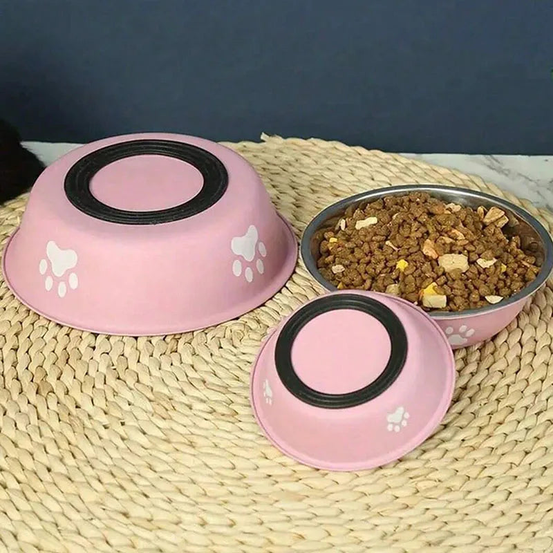 3-Piece Stainless Steel Pet Bowl Set for Dogs & Cats