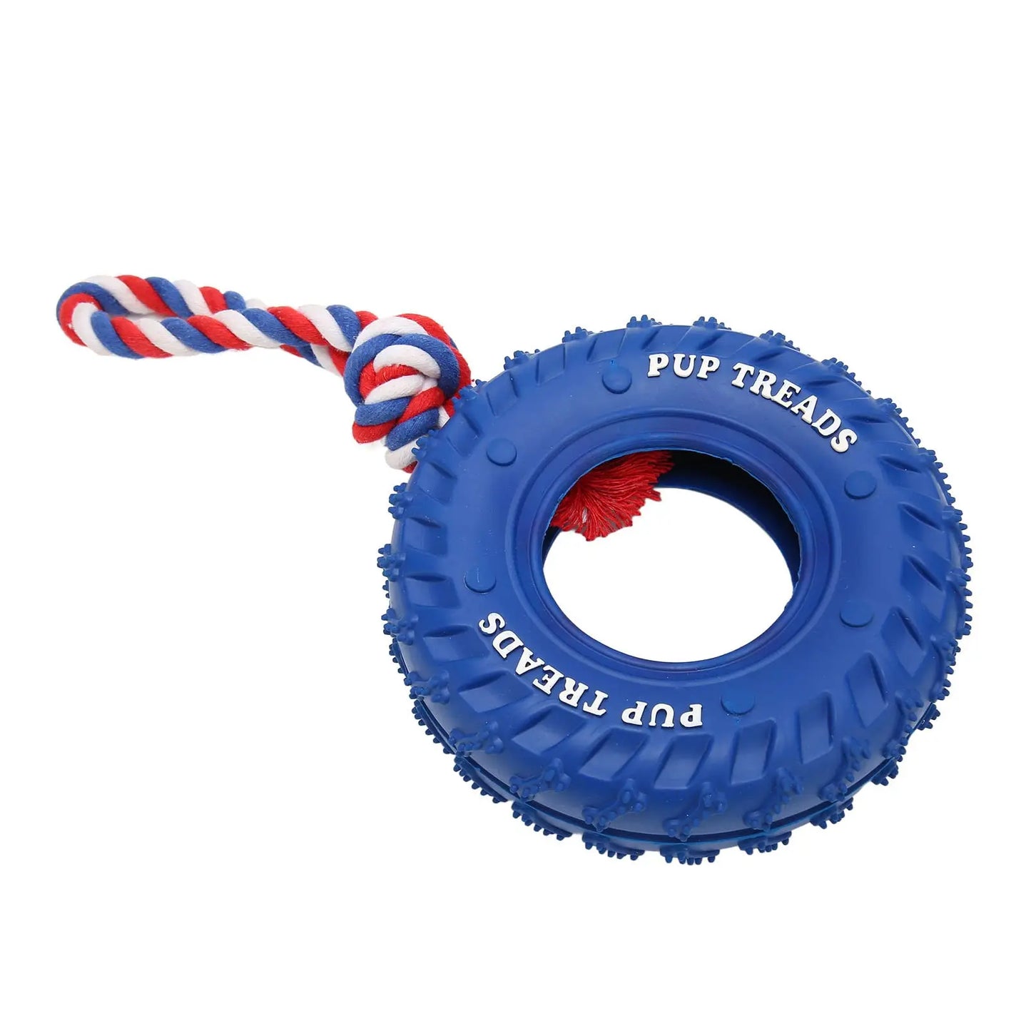 Natural Rubber Tire & Organic Cotton Rope Heavy Duty Dog Toy - Large Breed Indestructible Tug of War Chew Toy
