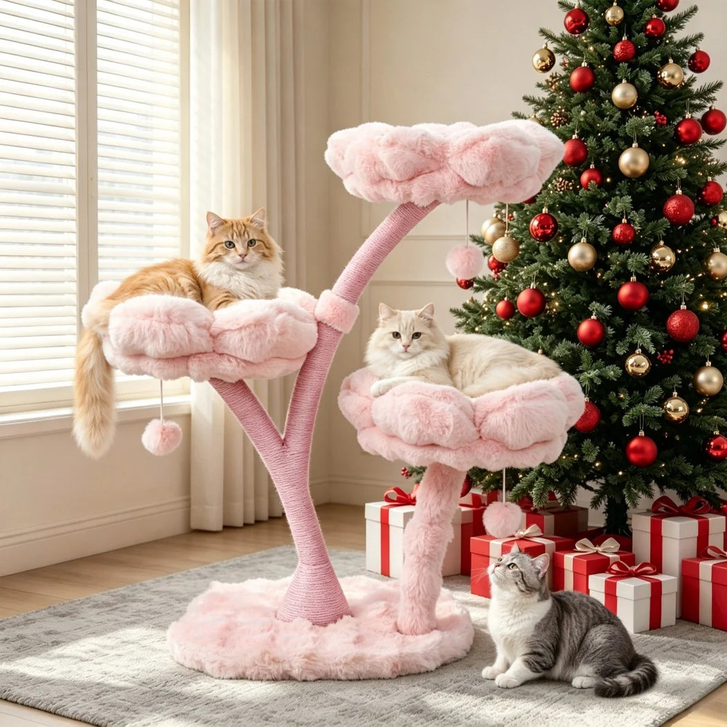 Pink Flower Cat Tree Tower
