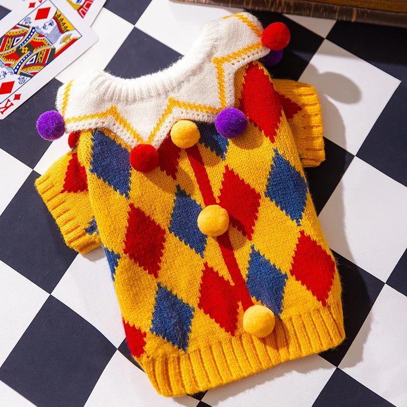Funny Clown Dog Sweater – Halloween Costume & Cute Pet Dress-Up Outfit