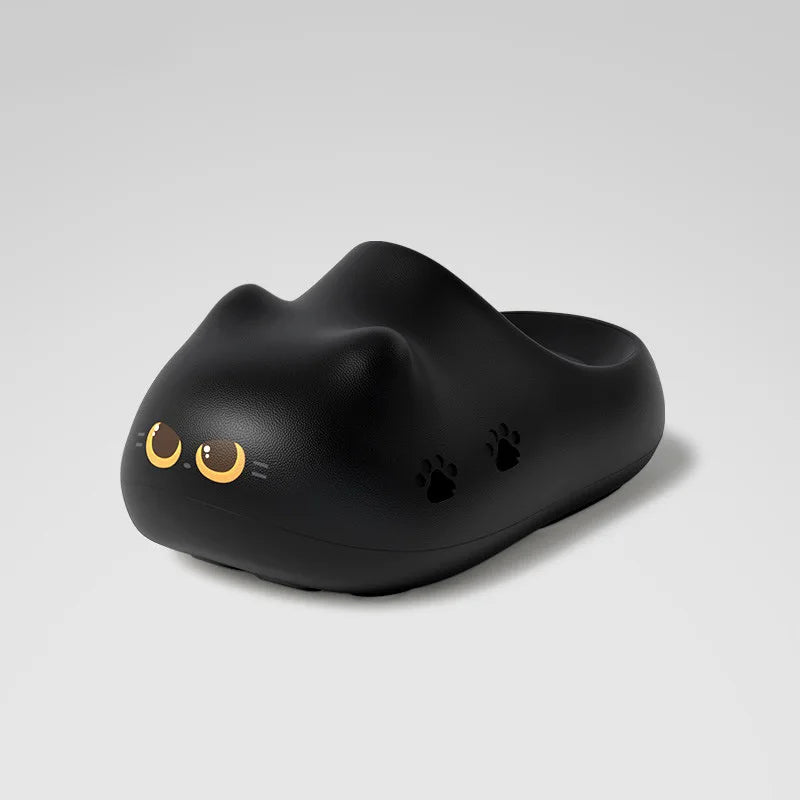 Kawaii Black Cat Paw Slippers – Cute Women’s Cozy House Shoes