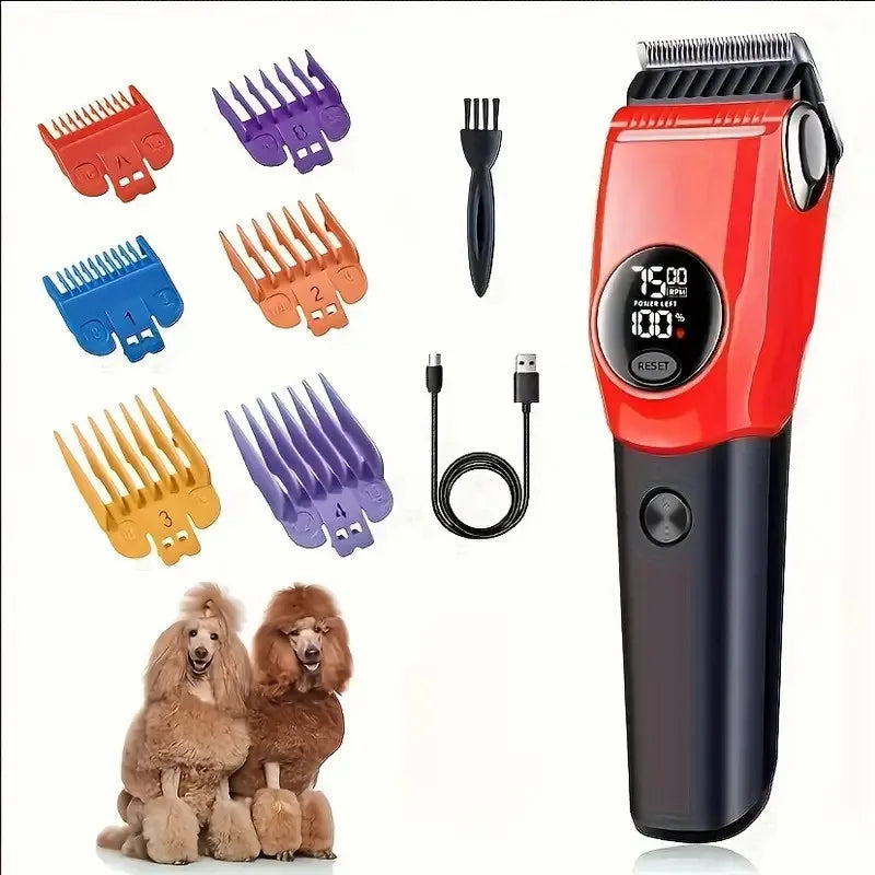 Pet Clipper Professional Dog Hair Trimmer Cat Grooming Shaver 7500/min LED Suitable for Large, Medium, and Small Pets Trimmers