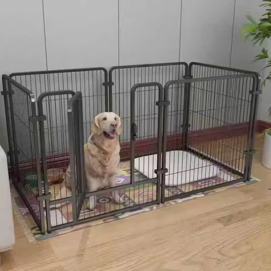 6 Panels Dog Fence Playpen Foldable Puppy Exercise Kennel Teddy Animal Escape Barrier Heavy Duty Cage for Dog Cat Rabbit Pet 60x60cm,70x80cm