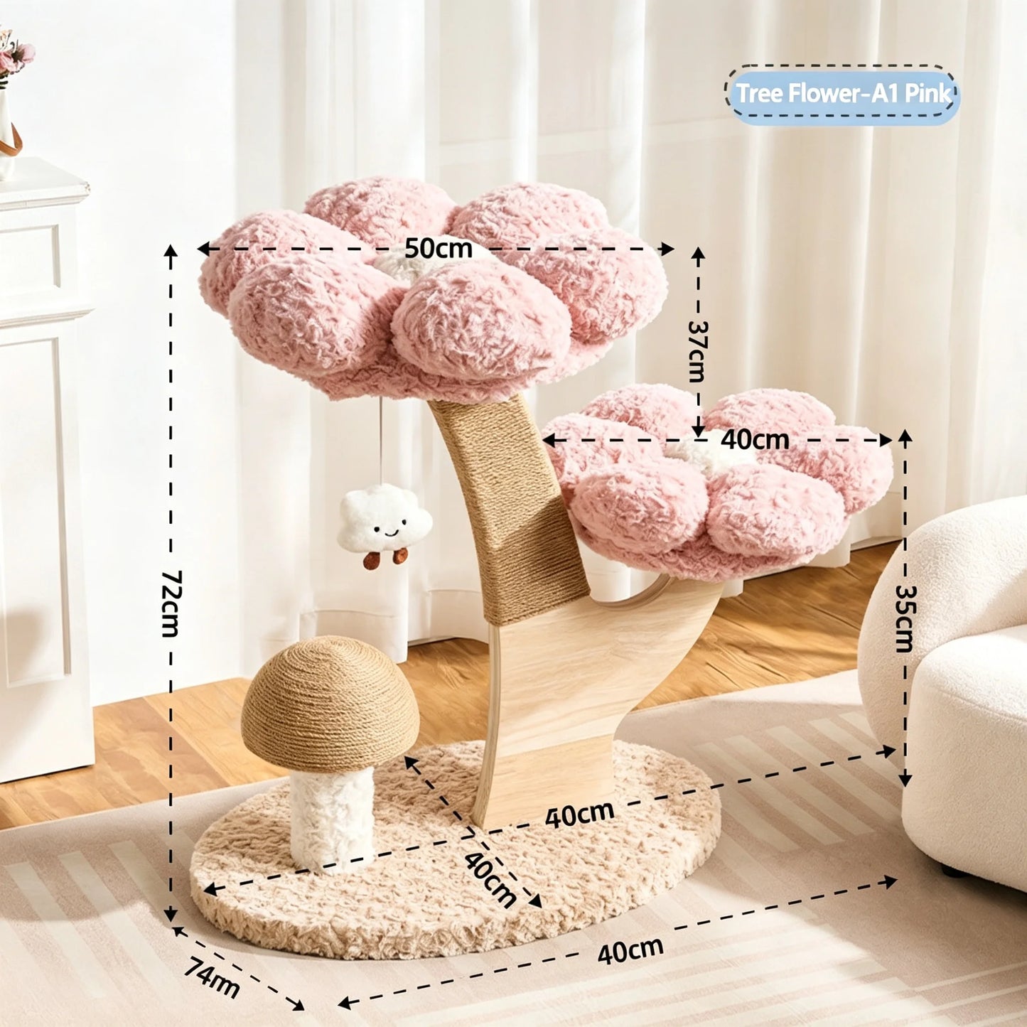 Pink Flower Cat Tree Tower