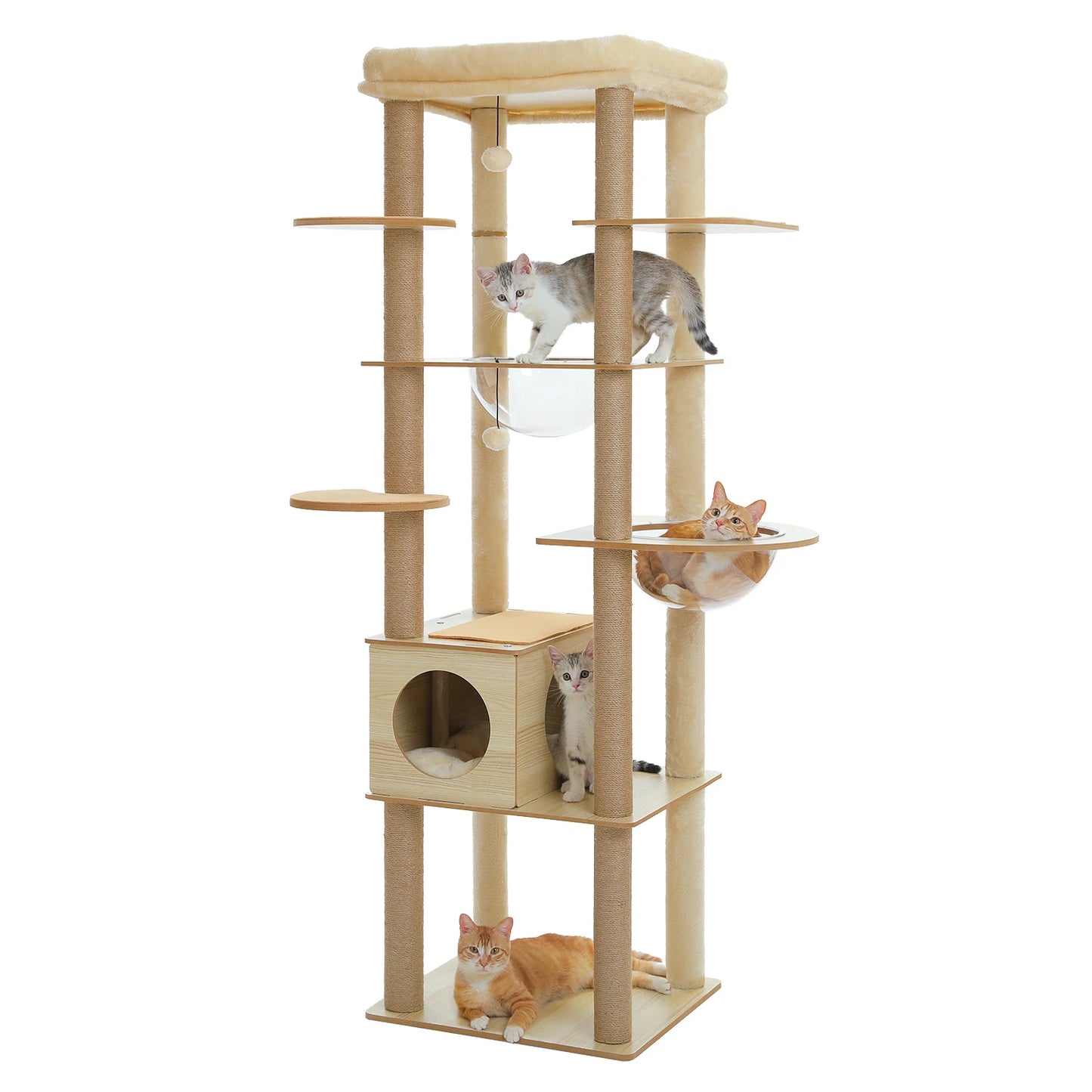 Wood Multi-Level Cat Tree for Indoor Cats