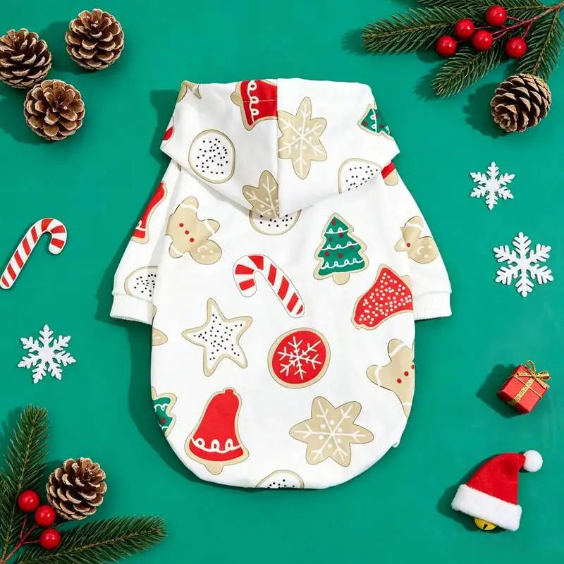 1 Pet Christmas Printed Hoodie Suitable for Cats, Dogs, Christmas Holiday Gift Outfit Matching