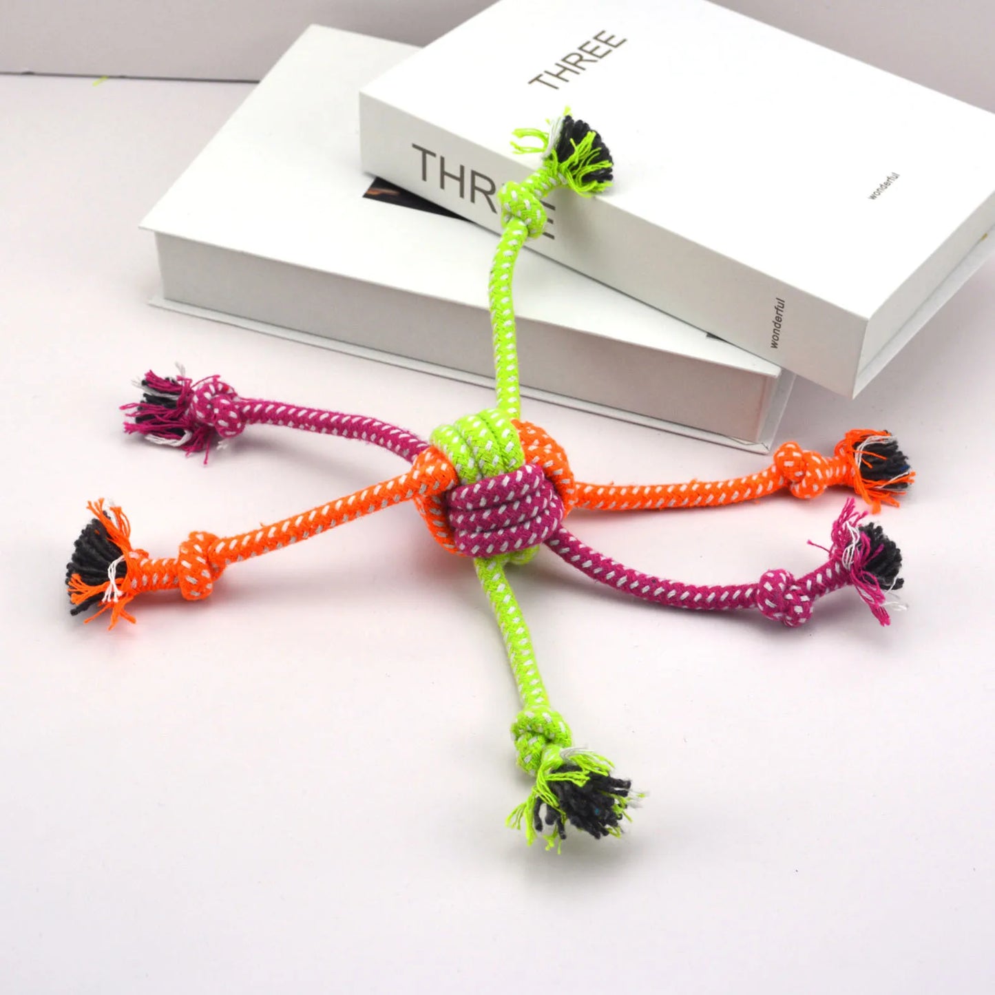 1pc Durable Bite-Resistant Interactive Knot Toy for Dogs- Chewable Rope with Green&Orange Fringes,Playful Design, Dog Toys