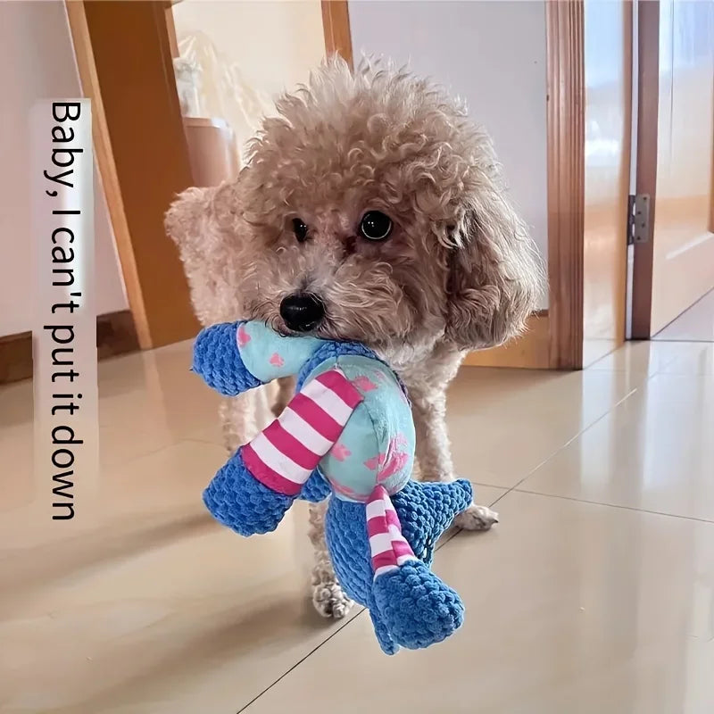 Spliced Animal Plush Pet Toy Bite Resistant Squeaky Interactive Chew Toy Dog Cat Teeth Cleaning Daily Pet Supply