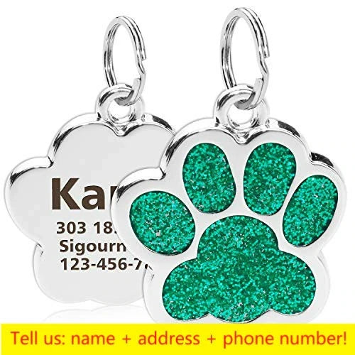 Personalized Paw Print Pet ID Tag – Custom Dog & Cat Collar Tag