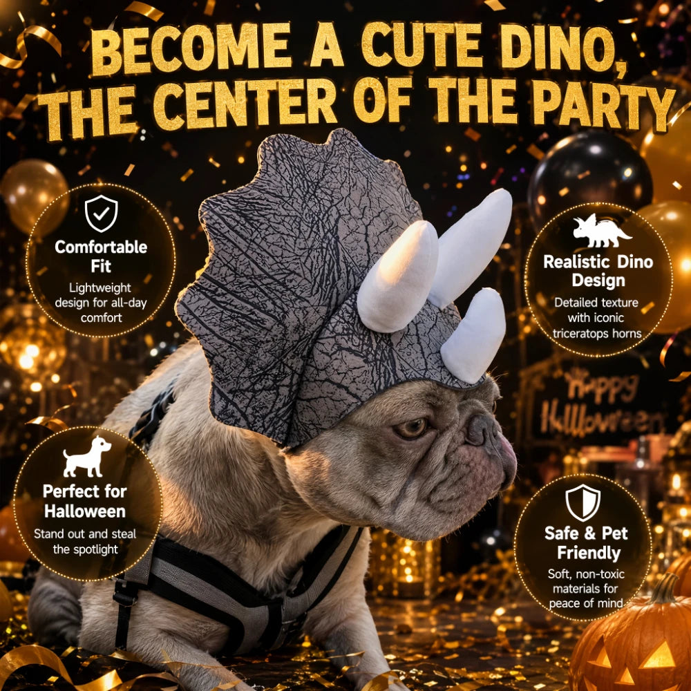Cute Triceratops Dinosaur Costume for Dogs – Halloween Pet Dress-Up Outfit