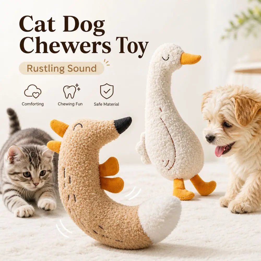 Durable Goose Shape Cat Dog Chewers Rustling Sound Pet Teething Amusing Myself Cartoon Cat Interactive Relieve Boredom
