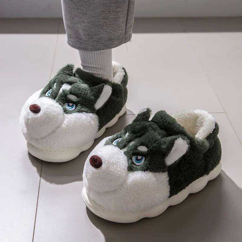 Cute Cartoon Dog Plush Slippers – Cozy Winter House Shoes