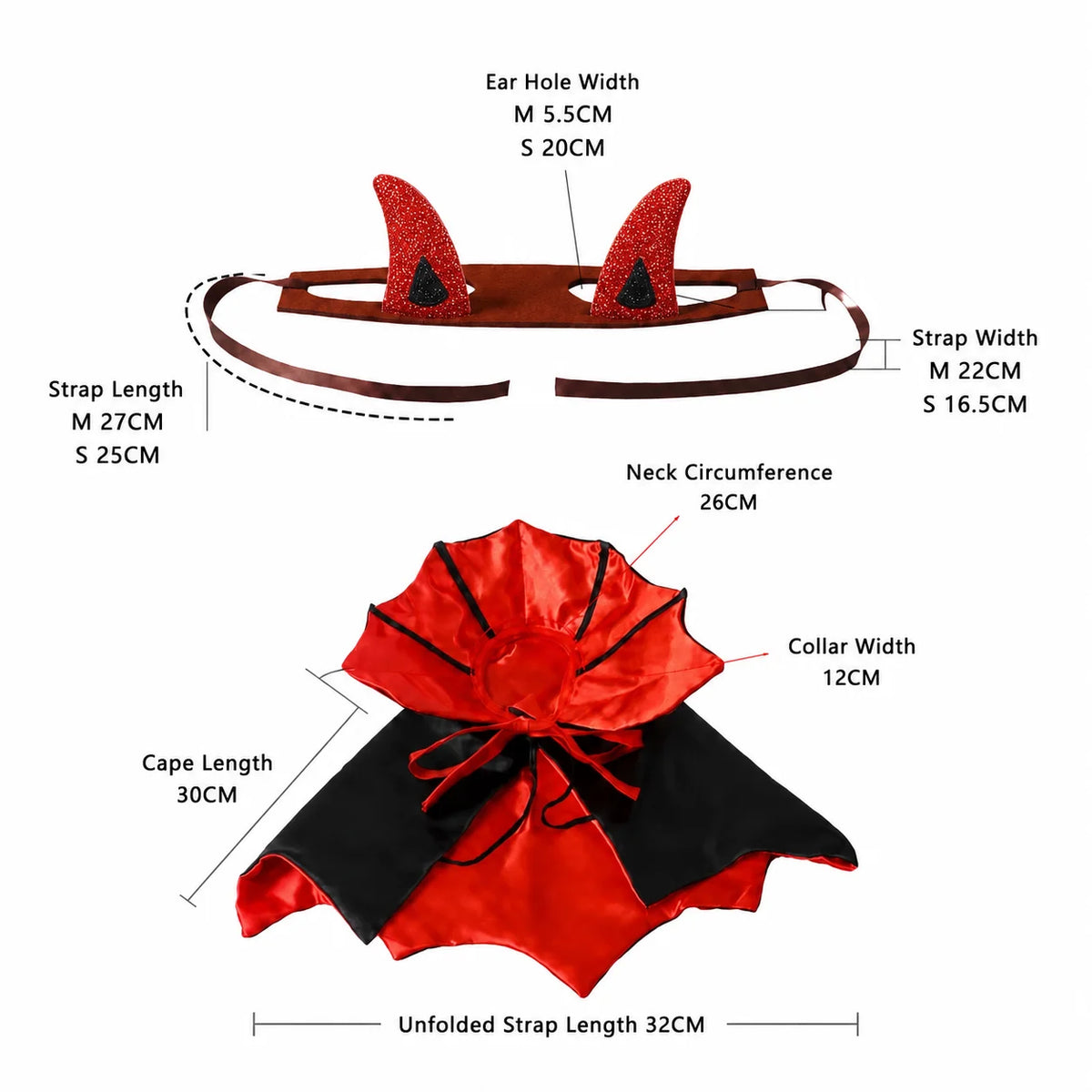Vampire Cat Halloween Costume – Devil Horn Cape & Pet Headband