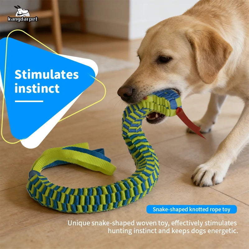 Durable Snake Shaped Dog Rope Toy Interactive Floating Pet Chew Toy for Teething Training Tug of War 3 Sizes