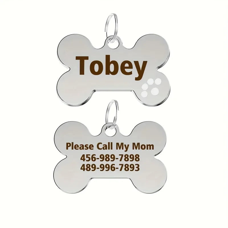 Custom Engraved Zinc Alloy Pet ID Tag Custom Pet Universal Tag Anti-Lost Design Custom Dog & Cat Name and Birthday Phone Number