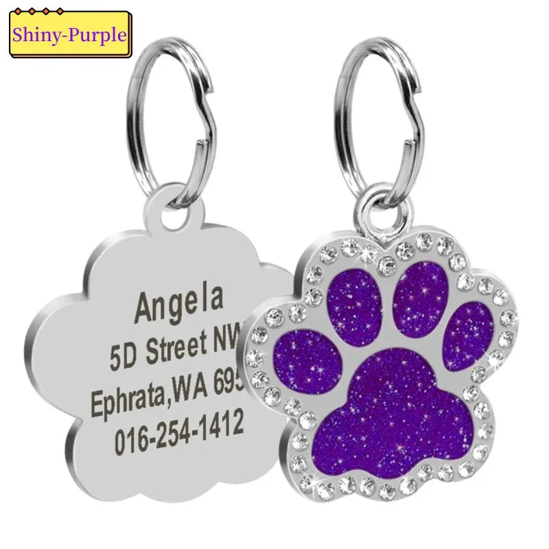Personalized Paw Print Pet ID Tag – Custom Dog & Cat Collar Tag