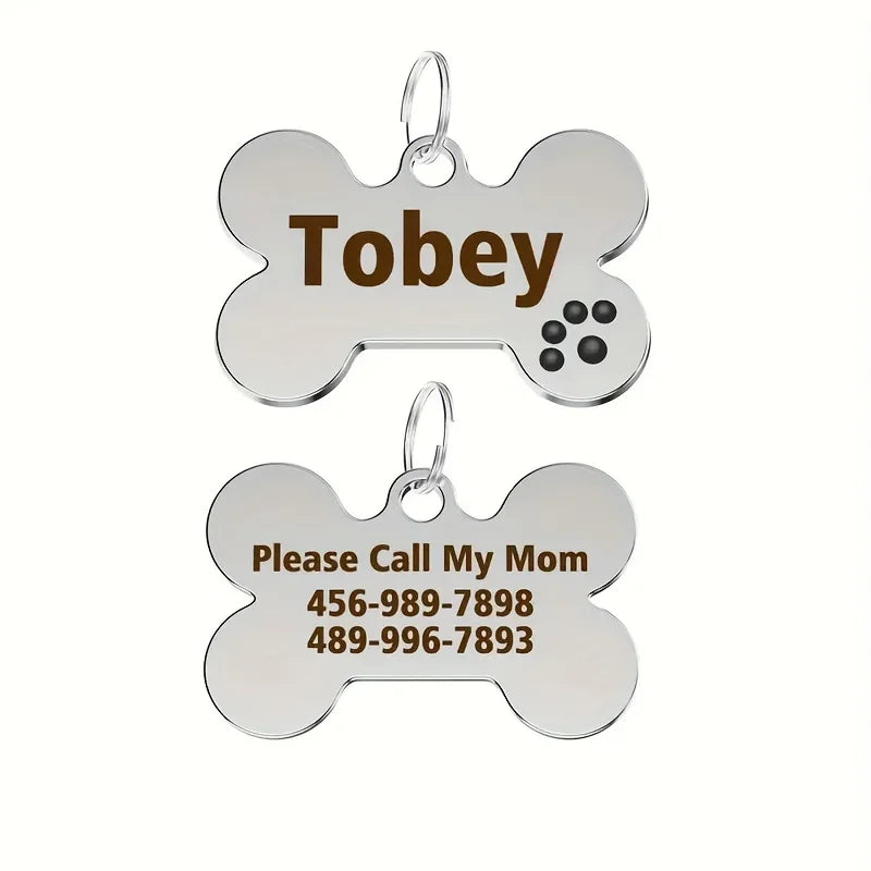 Custom Engraved Zinc Alloy Pet ID Tag Custom Pet Universal Tag Anti-Lost Design Custom Dog & Cat Name and Birthday Phone Number
