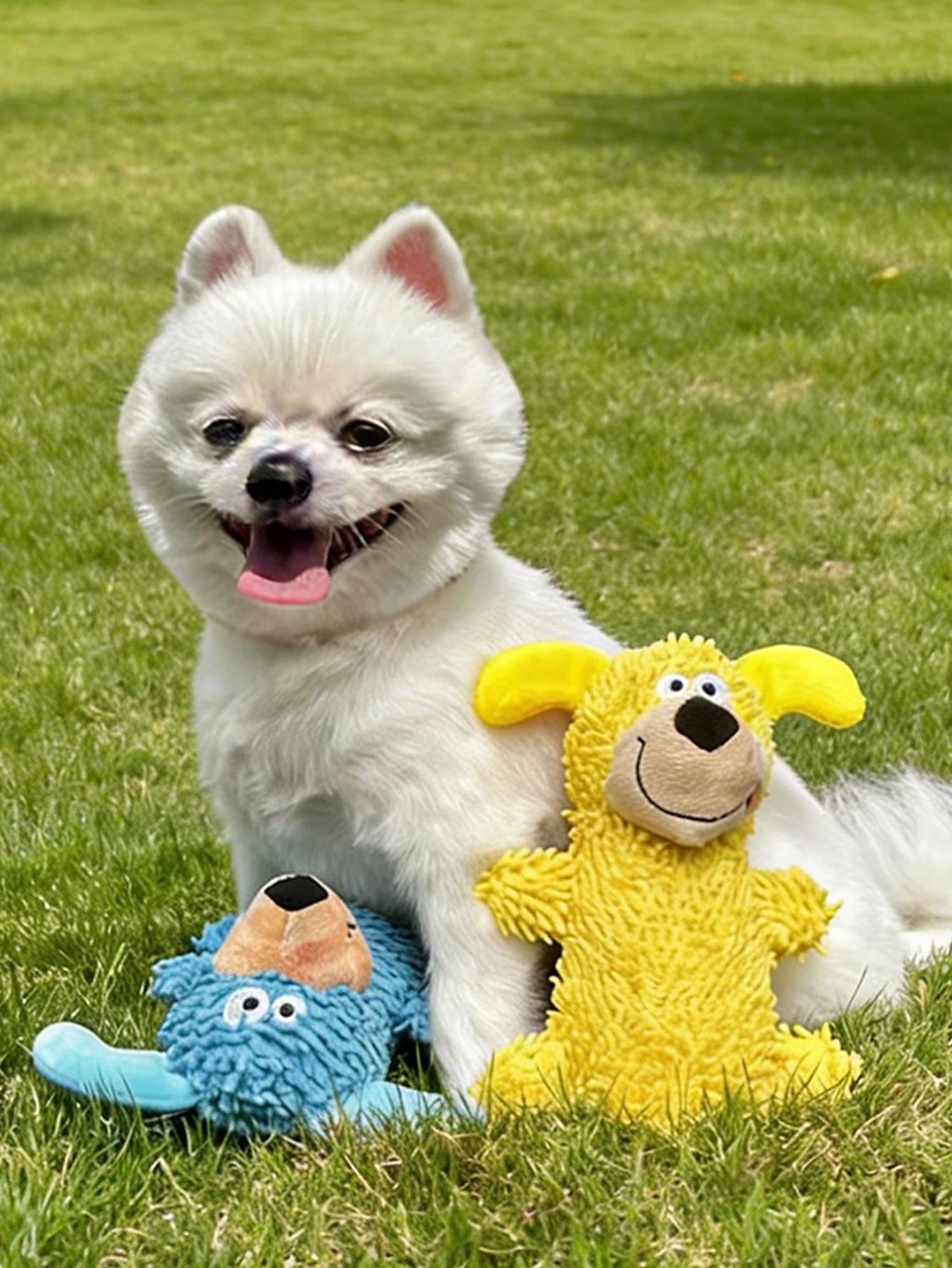 Squealing dog toy, mop toy, with sound and movement, blue self-entertainment toy, bite-resistant and teeth-grinding resistant, sound-making pet accessory for small dogs