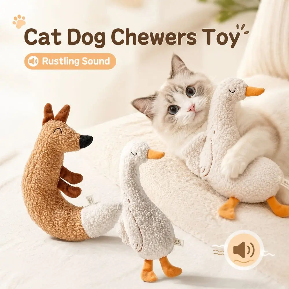 Durable Goose Shape Cat Dog Chewers Rustling Sound Pet Teething Amusing Myself Cartoon Cat Interactive Relieve Boredom