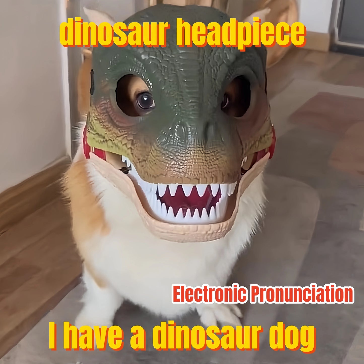 Dinosaur Mask Headgear That Can Feed and Make Sounds, Dog Headgear Mask, Pet Full Face Mask, Christmas Prank Headgear