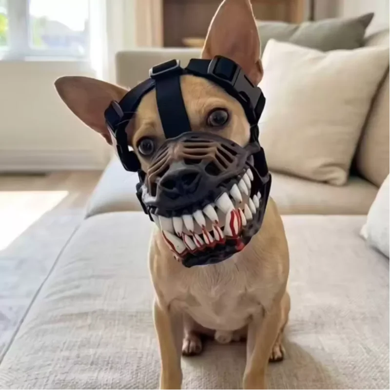 Halloween Dog Muzzle Latex Scary Beast Mouth Mask Movable Teeth Pet Cosplay Costume Muzzle For Dogs Party Dress Up Accessories