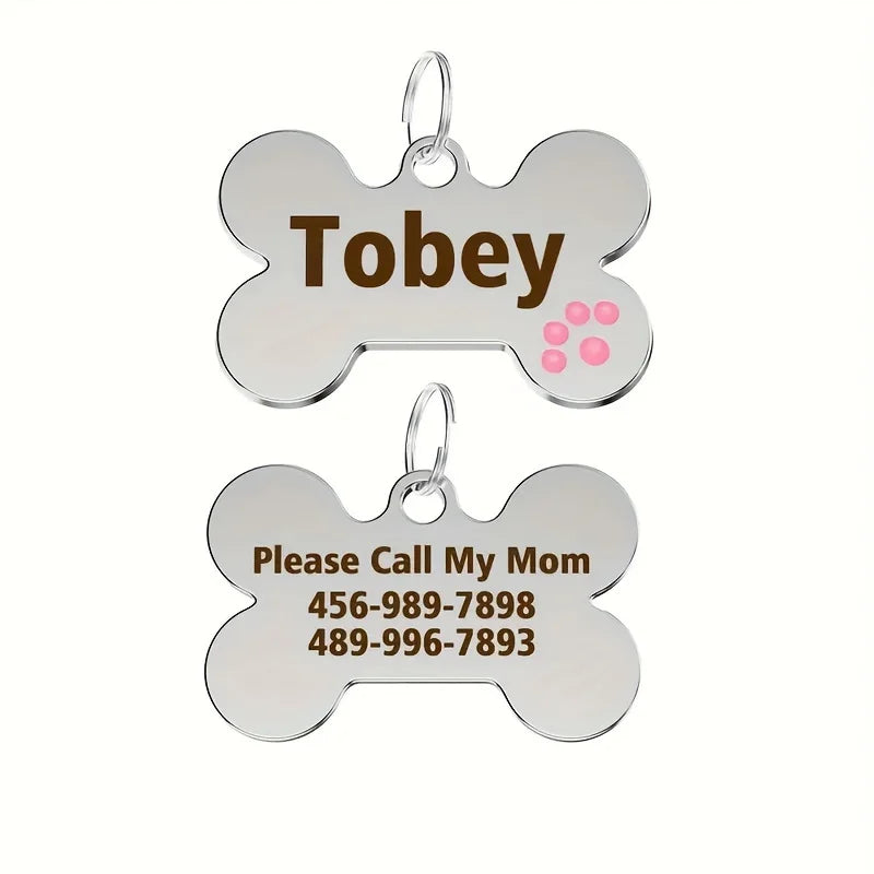 Custom Engraved Zinc Alloy Pet ID Tag Custom Pet Universal Tag Anti-Lost Design Custom Dog & Cat Name and Birthday Phone Number