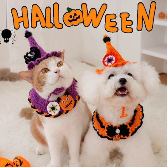 Halloween Cat Costume Collar Dog Clothing Pet Scarf Collar Cat Halloween Party Costume Cute Cat Scarf Halloween Decoration